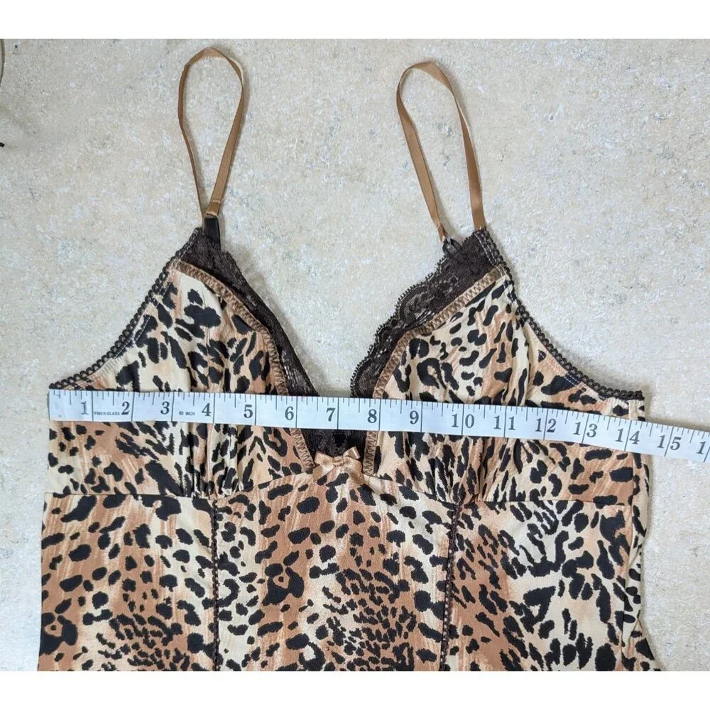Womens Size Small 2 Pc Babydoll‎ Cami & Shorts Pajama Set Leopard Vintage Retro